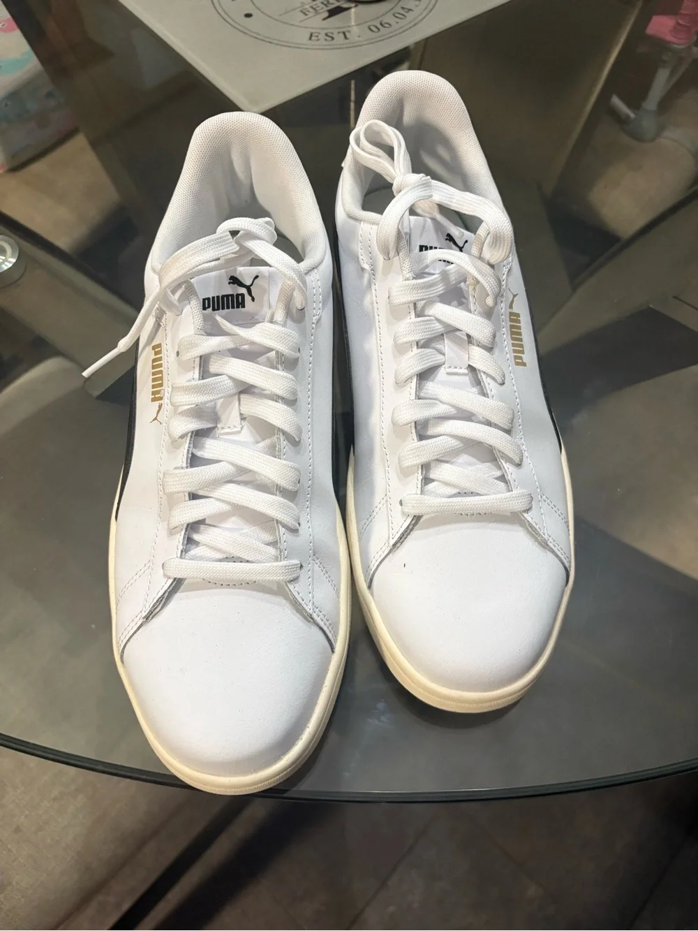 Puma Men’s White Black Leather‎ Sneakers Size 11 Worn Once Casual Shoes